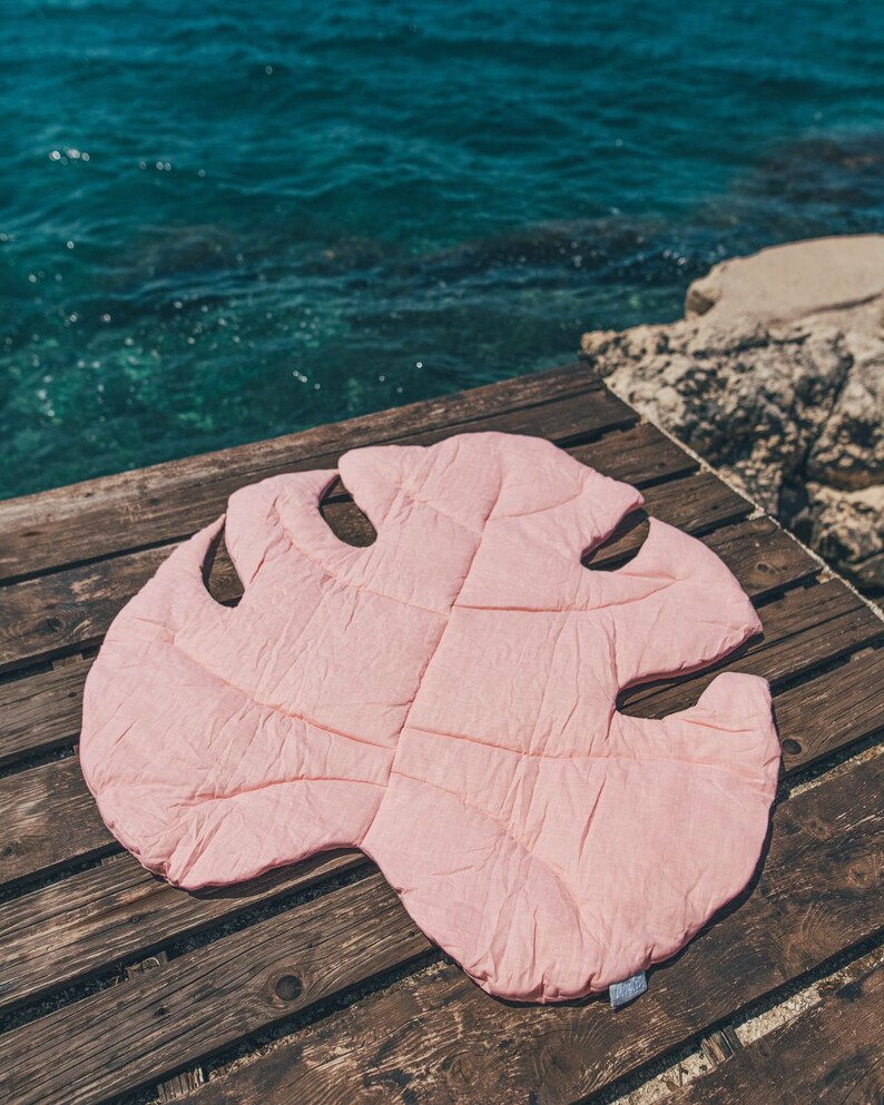 Waterproof Monstera Leaf Linen Outdoor Mat Decorative Rug Etsy