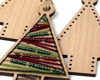 Wooden Christmas Tree decoration blanks (set of 6) | Stitch your own