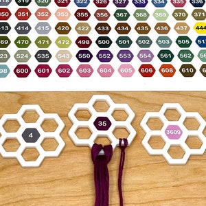 White acrylic Hex Floss Drops for cross stitch and embroidery | Optional Vinyl labels