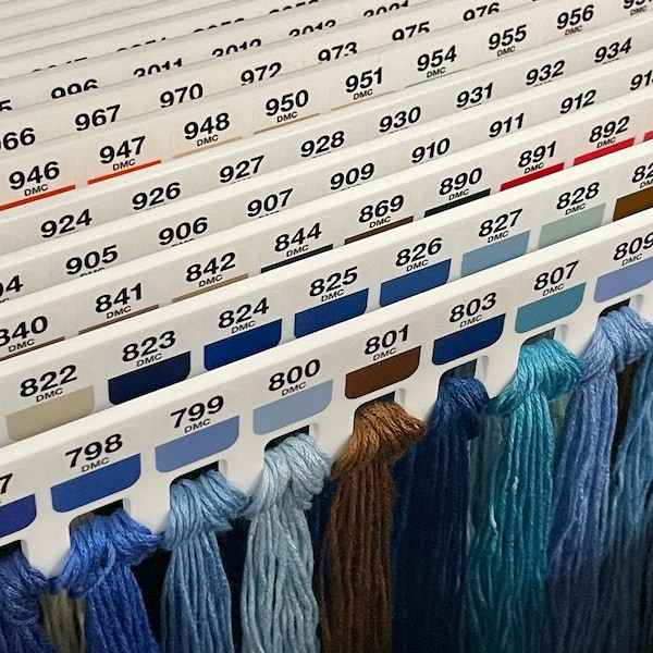 Floss hangers with x500 printed DMC swatches - x34 acrylic hangers  (no floss or storage included)