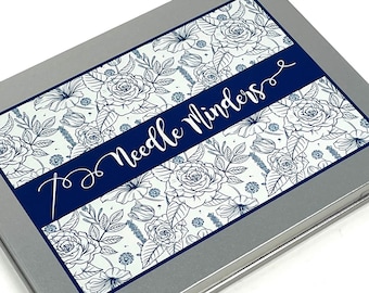 Needle Minder storage tin - blue floral design