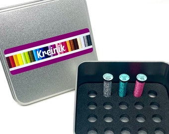 Kreinik storage tin with foam insert to hold 25 kreinik spools (not included)