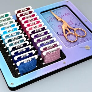 Acrylic Working Tray &quot;Because I Said Sew&quot; for Cross Stitch and Embroidery (holds x24 bobbins)