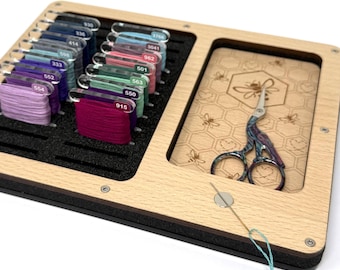 Bee Working Tray for Cross Stitch and Embroidery | 2 sizes | Holds 24 or 48 bobbins
