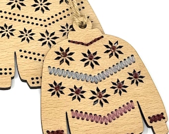 Christmas Jumper Blank | Stitchable Wooden Tree decoration