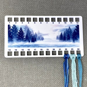 Winter landscape acrylic thread holder / floss organiser for cross stich and embroidery
