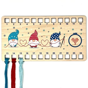 Winter Gnome thread / floss holder organiser for cross stitch and embroidery