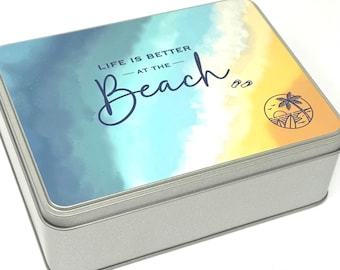 Life is Better at the Beach Tin | Optional foam insert to hold x30 bobbins