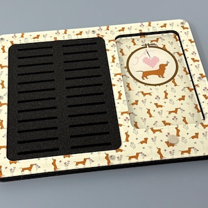 Dachshund Working Tray for Cross Stitch and Embroidery (holds x24 bobbins)