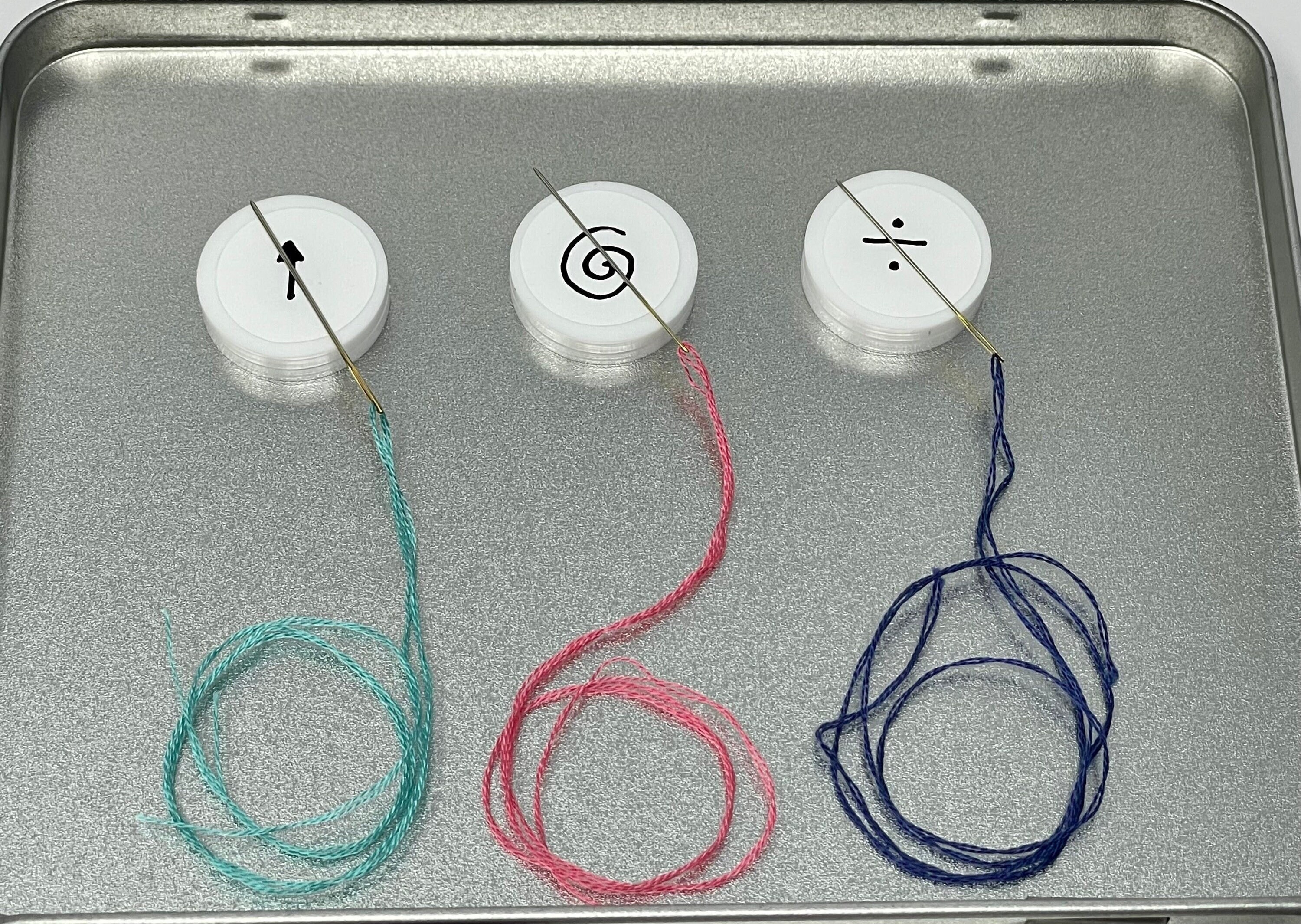 BLANK Needle Mates set - 10x magnetic Needle Mates with blank labels and storage tin