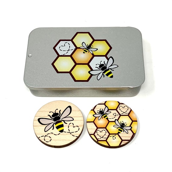 Reversible Bee Needle Minder Magnet With Tin Cross Stitch / Embroidery Gift  