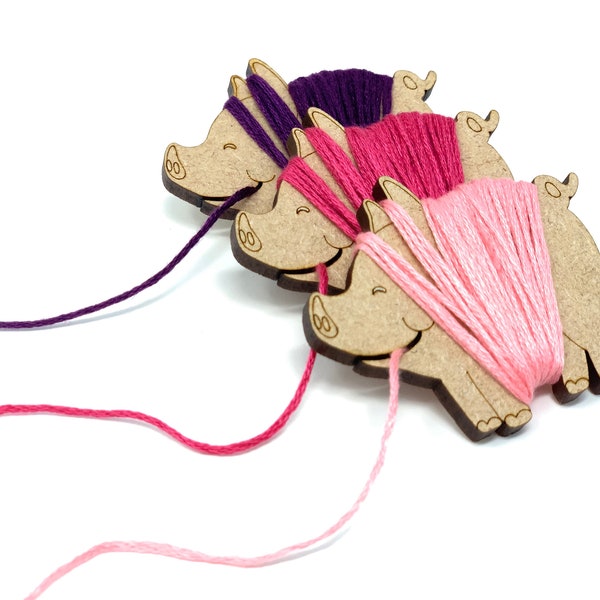 Pig bobbins (set of 12) thread holders floss organiser cross stitch embroidery thread storage