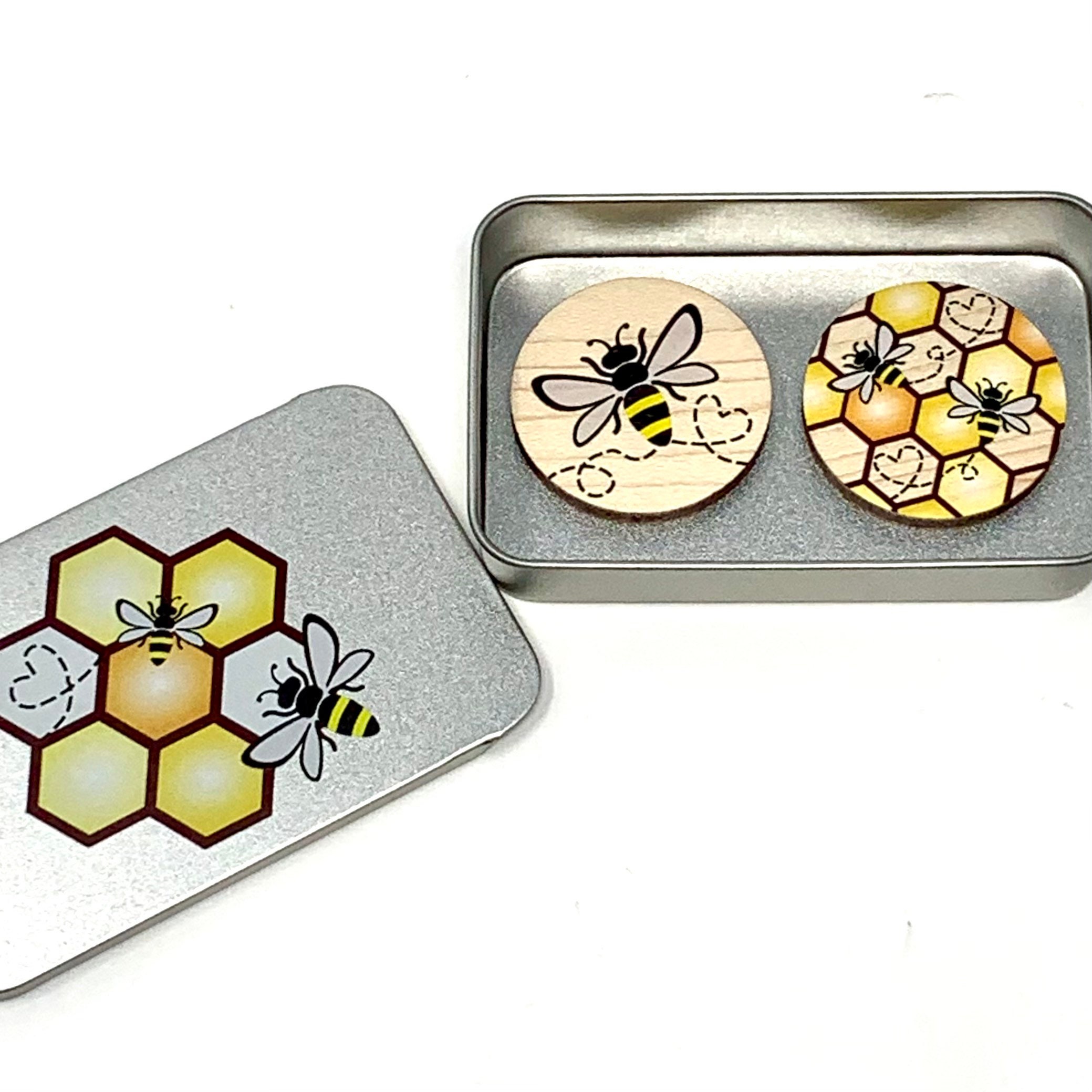 Reversible Bee Needle Minder Magnet With Tin Cross Stitch / Embroidery Gift  
