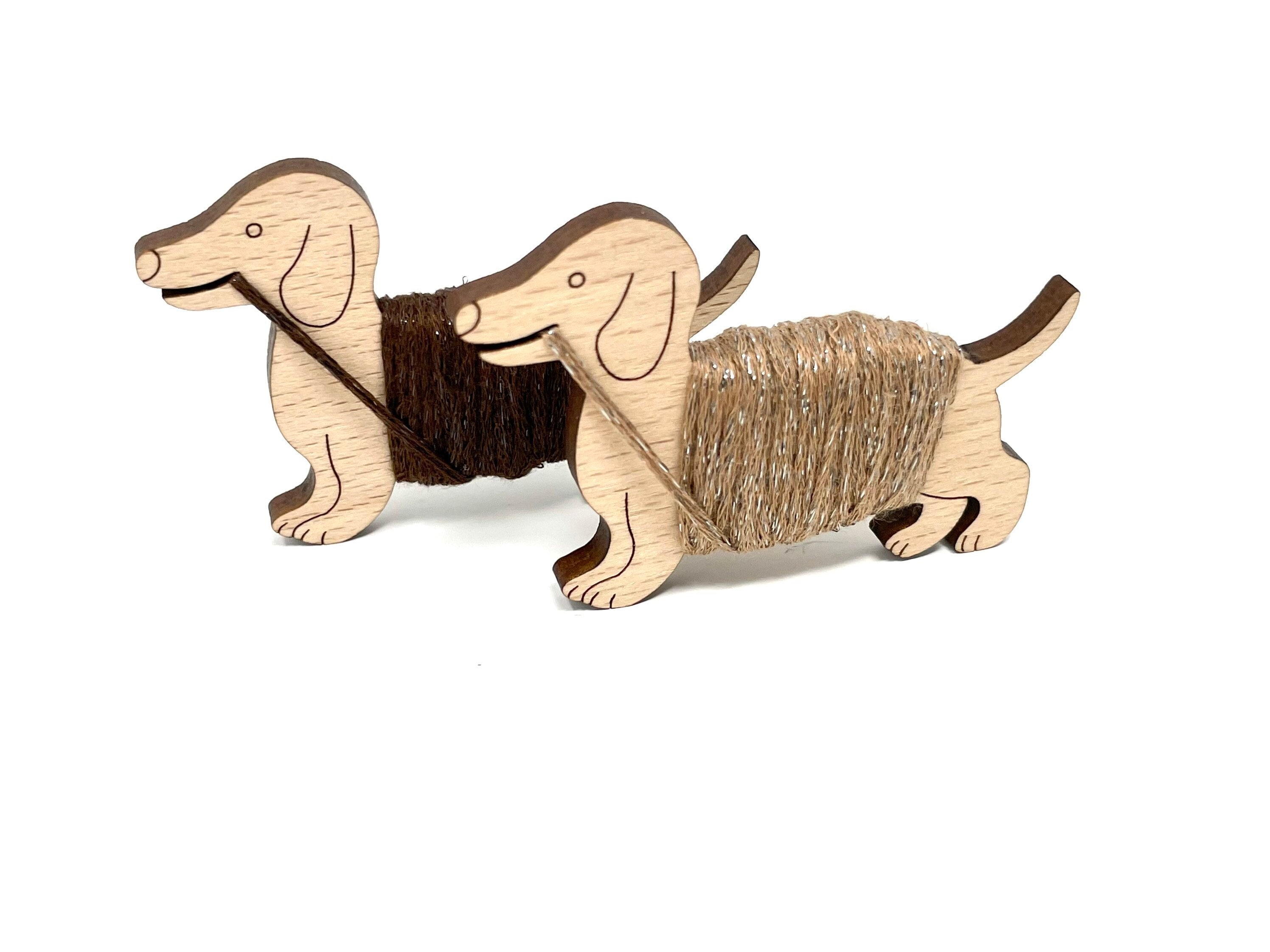 Set of 5 Handmade Floss Bobbins: Wiener Dogs – Subversive Cross Stitch