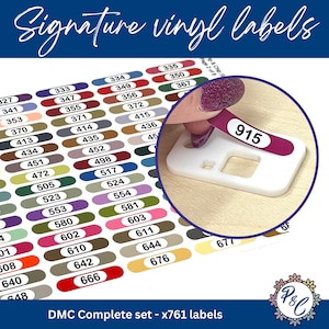 DMC - Signature Vinyl Etiketten für alle DMC Farben (x763 Etiketten) | Enthält Etoile, Coloris, Variations, Light Effects, Satin und Disfilled
