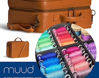 Muud Flora Organisation Case with 60 slim pip bobbins and DMC mini labels