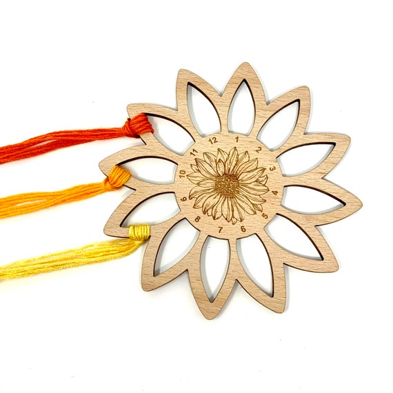 Sunflower thread holder / floss organiser for cross stitch and embroidery