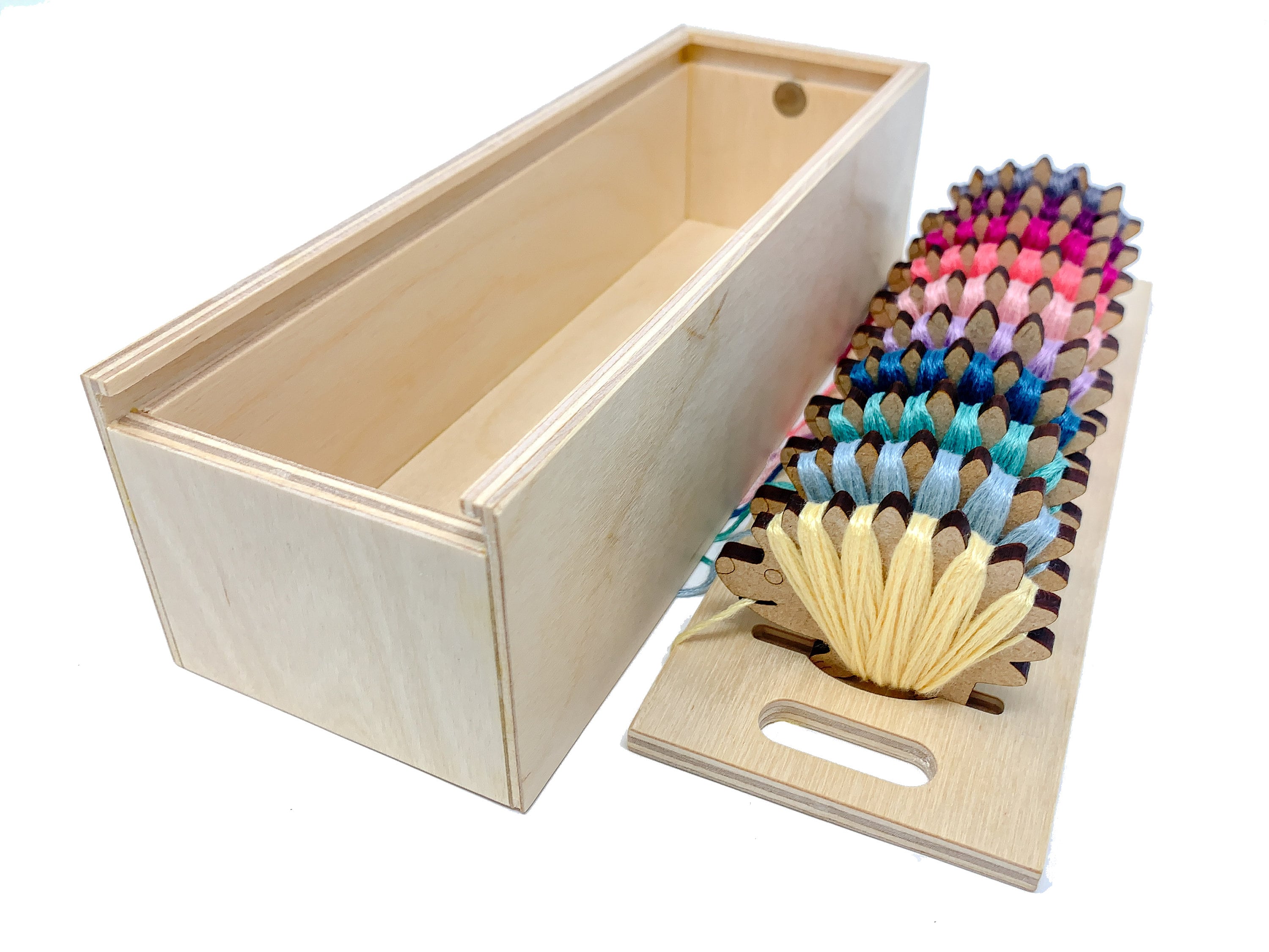 Cross stitch storage box with 20 hedgehog floss bobbins Etsy
