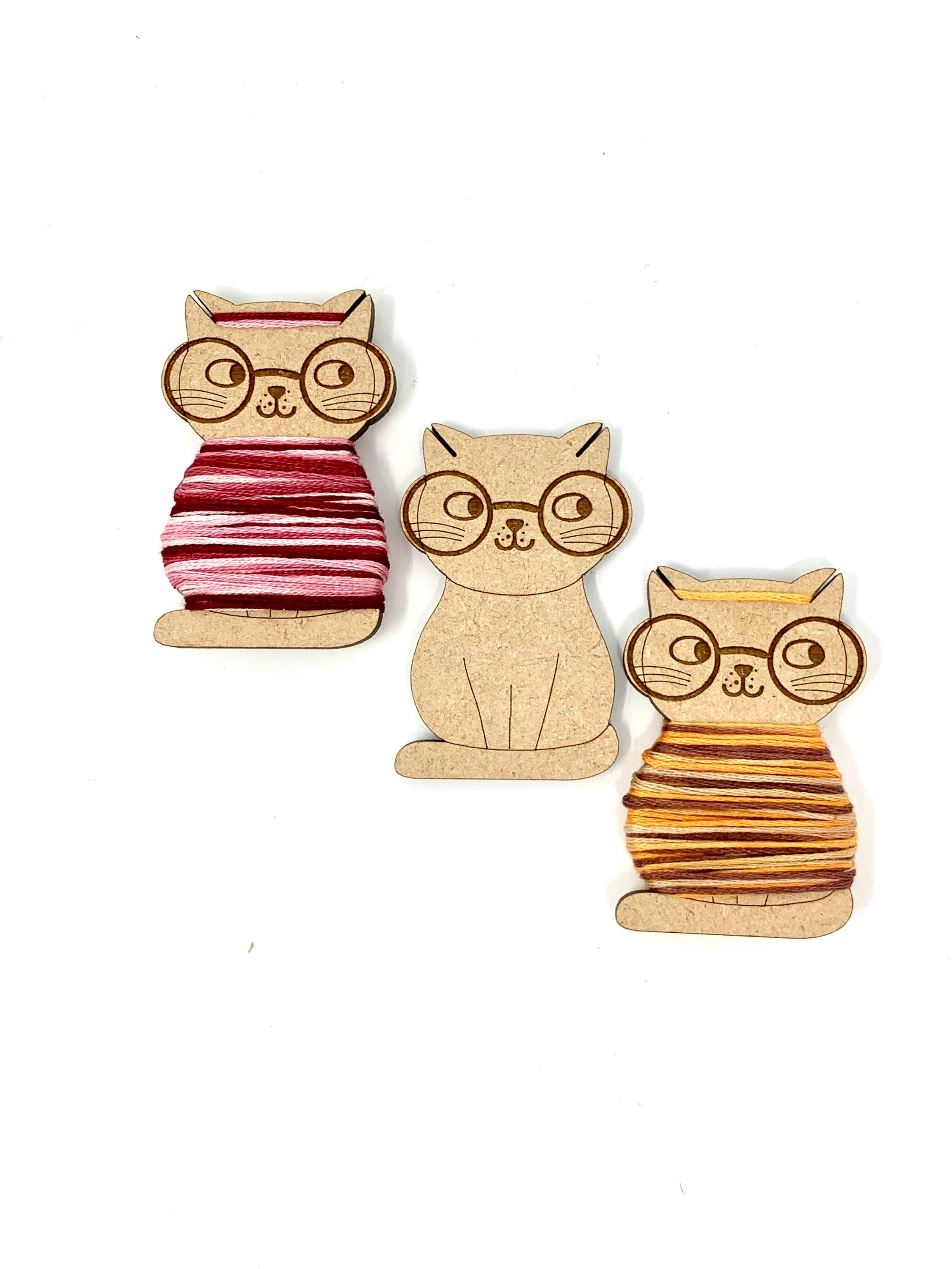 Nerdy cat bobbins (set of 12) thread holders floss organiser cross st…