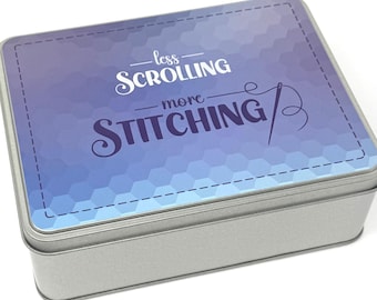 Less Scrolling More Stitching Tin | Optional foam insert to hold x30 bobbins