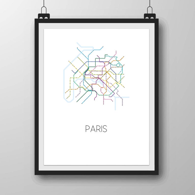 Paris Metro Printable Map Art Metro Art Poster Artwork | Etsy