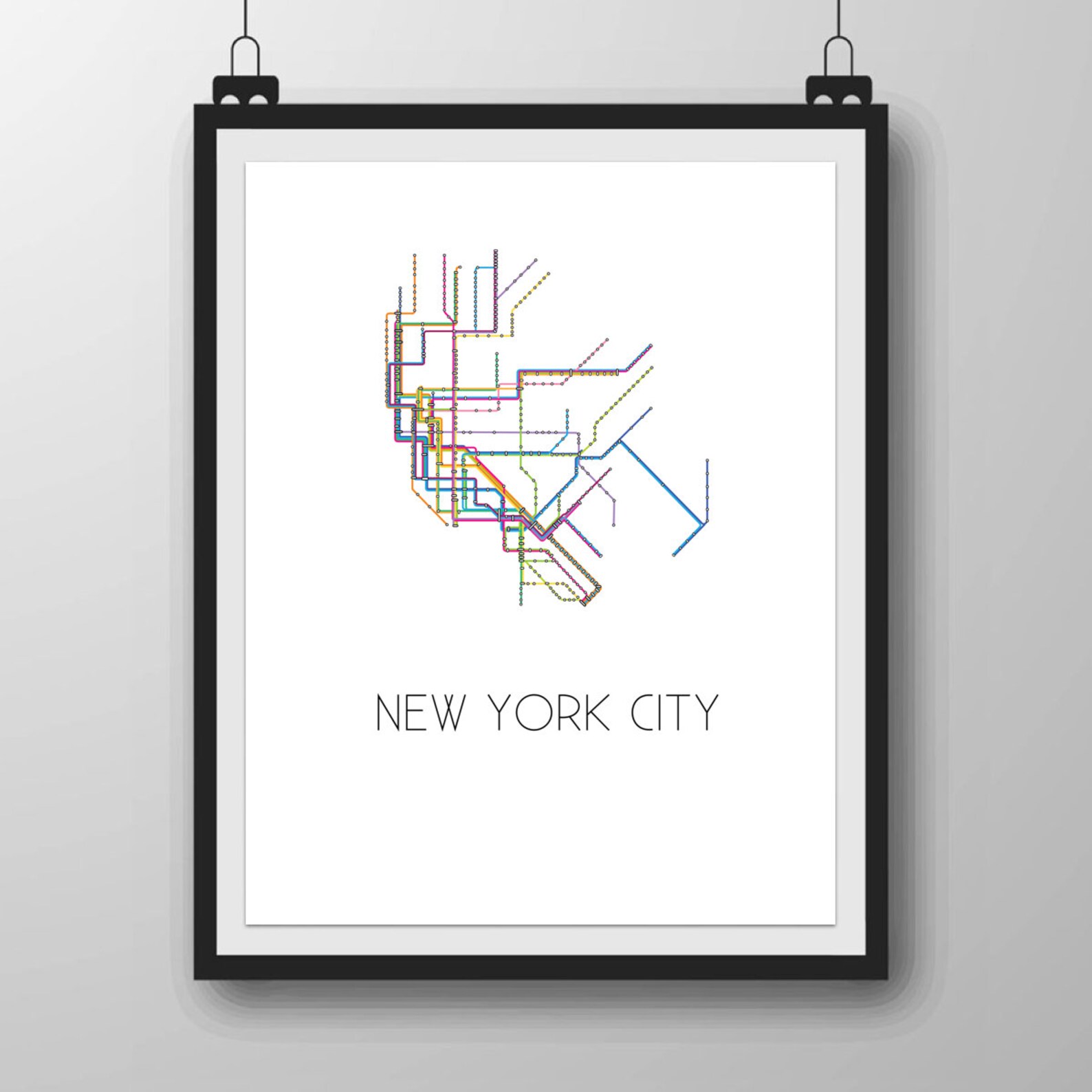 New York Subway Printable Map Art Metro Art Poster Artwork Etsy