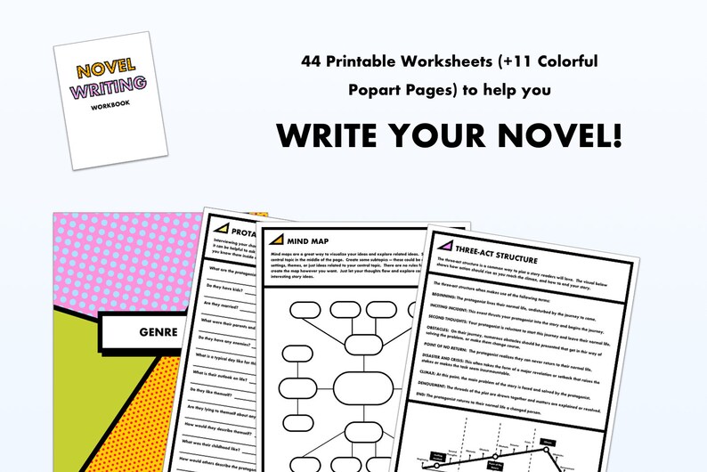 Novel Writing Workbook Printable Nanowrimo Worksheets Etsy