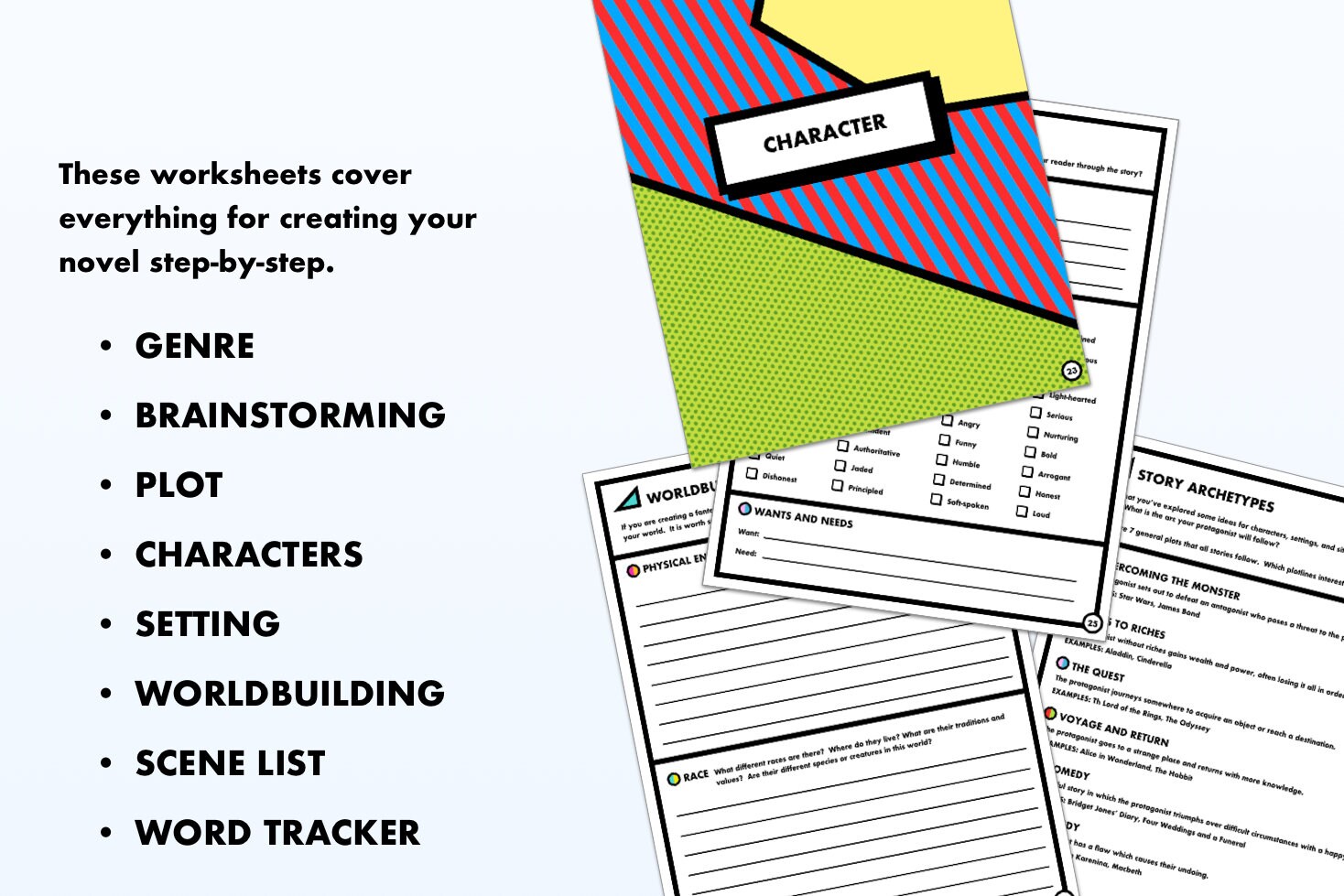 Novel Writing Workbook Printable Nanowrimo Worksheets Etsy