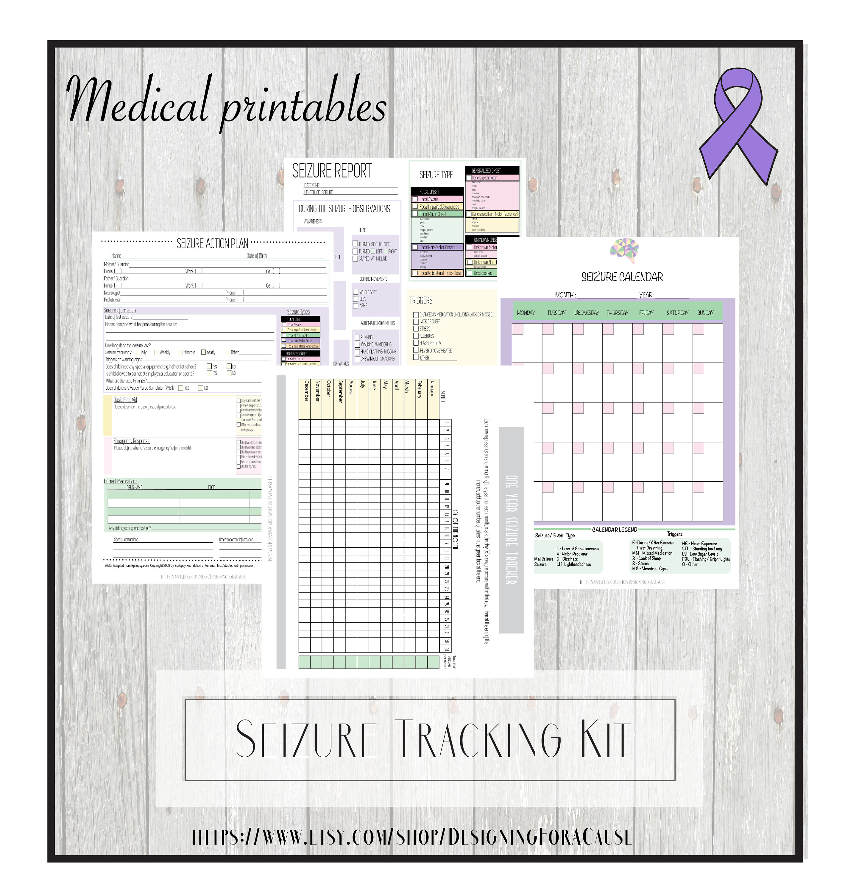 Seizure Tracking Kit, Seizure Diary, Medical Printables, Epilepsy Etsy