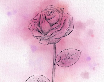 CUSTOM line art, Flower Drawing, flower portrait, Abstract flowers, DIGITAL  download, personal Drawing, Personal Art, rose, bouquet, print
