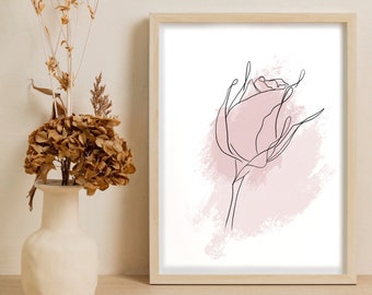Flower line drawing, Floral print, flower portrait, Abstract flowers, DIGITAL ART  download, personal Drawing, minimalist drawing