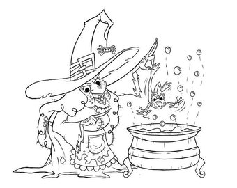 Witch colouring, Halloween coloring, page, Children activities, coloring for adults, Spooky Season, Halloween Party Activity, Printable PDF