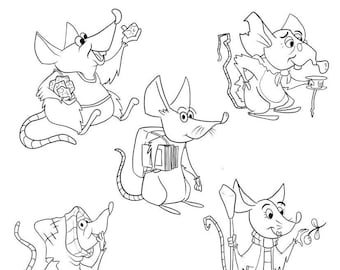 Printable colouring sheets mice Clipart, mouse coloring, Clip Art Set, Clipart coloring, Clipart, PNG, digital coloring, fun cartoon