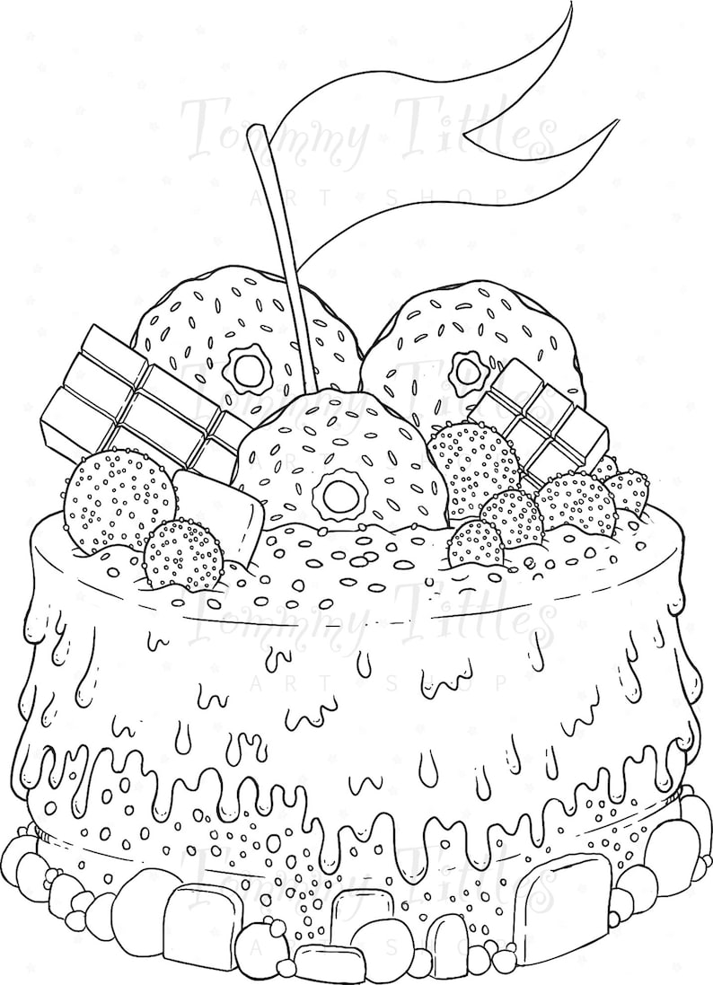 Kuchen Malseite Feier Ausmalen Süßigkeiten Schokolade - Etsy.de