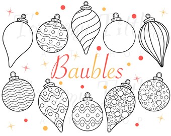 Christmas Coloring Pages – Festive Baubles & Patterns, DIY Holiday Clip Art, Digital Download