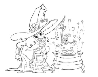 Witch Magic Clipart, Magical items, Clip Art Set, Clipart coloring, stickers, digital stickers, digital coloring, Halloween activities, PNG