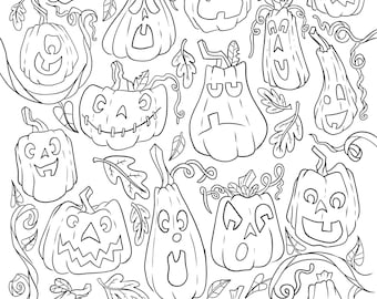 colouring clipart print Halloween fun coloring, page coloring for adults Spooky Season Halloween Party Activity diy halloween, PNG