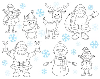 Christmas Clipart, Elf Clipart, Santa, Xmas Printables, Digital Clipart, Christmas DIY, Snowman, Reindeer, Commercial Use, Instant Download