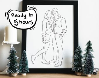 Custom Family Line Drawing, Personalized Christmas Gifts, Portrait Artwork from Photo, Unique Portrait Line Art, Thoughtful Holiday Keepsake