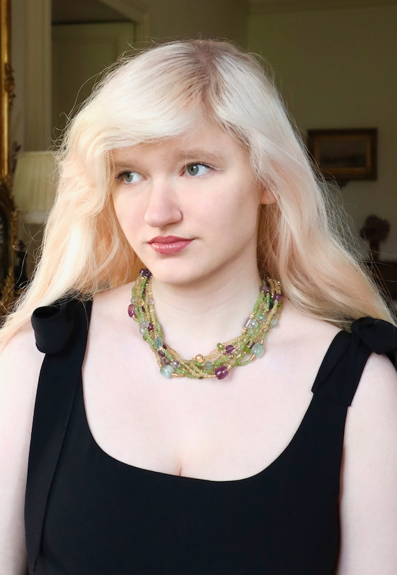 Collier huit rangs en or jaune 18 kt composé d’am… - image 3