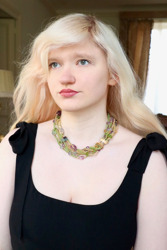 Collier huit rangs en or jaune 18 kt composé d’am… - image 4