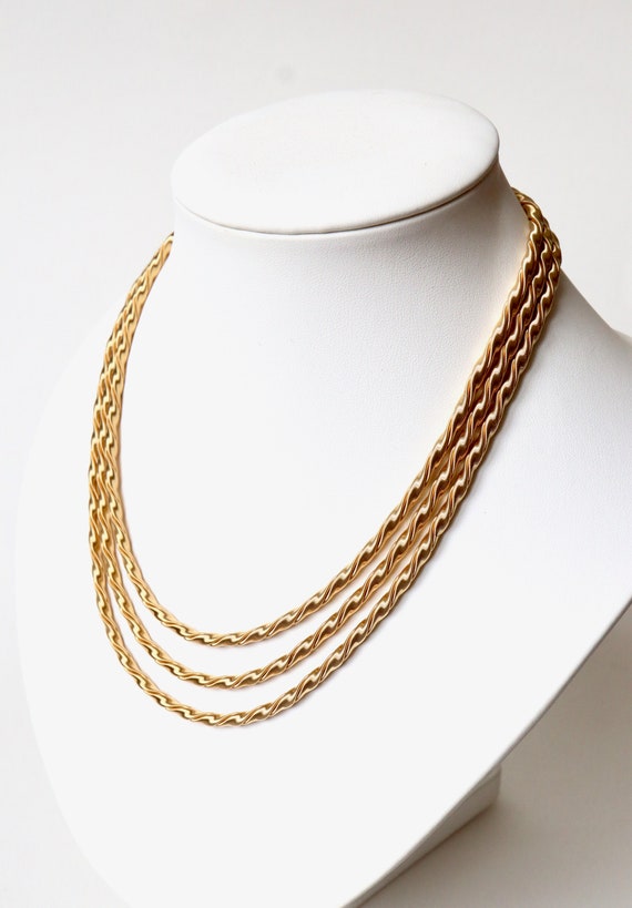 Collier 3 rangs or jaune importantes cordelettes … - image 5