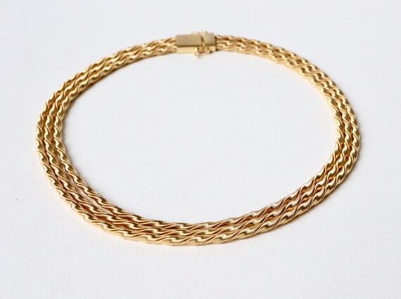 Collier 3 rangs or jaune importantes cordelettes … - image 4