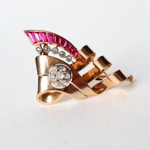 1940 ruby and diamond brooch circa 1940 in 18 kt yellow gold 18 kt white gold