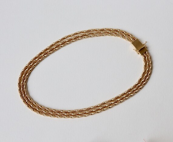 Collier 3 rangs or jaune importantes cordelettes … - image 3
