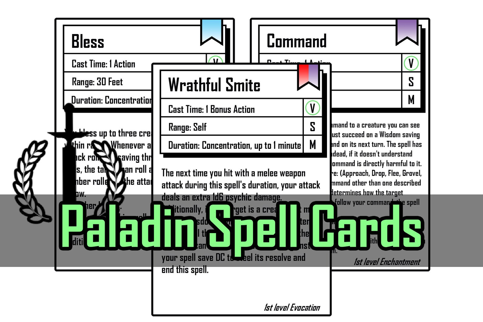 Dnd 5e Paladin Spell Cards Levels 0, 1 - Etsy