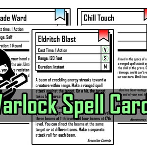 Dnd 5e Warlock Spell Cards Levels 0, 1 - Etsy UK