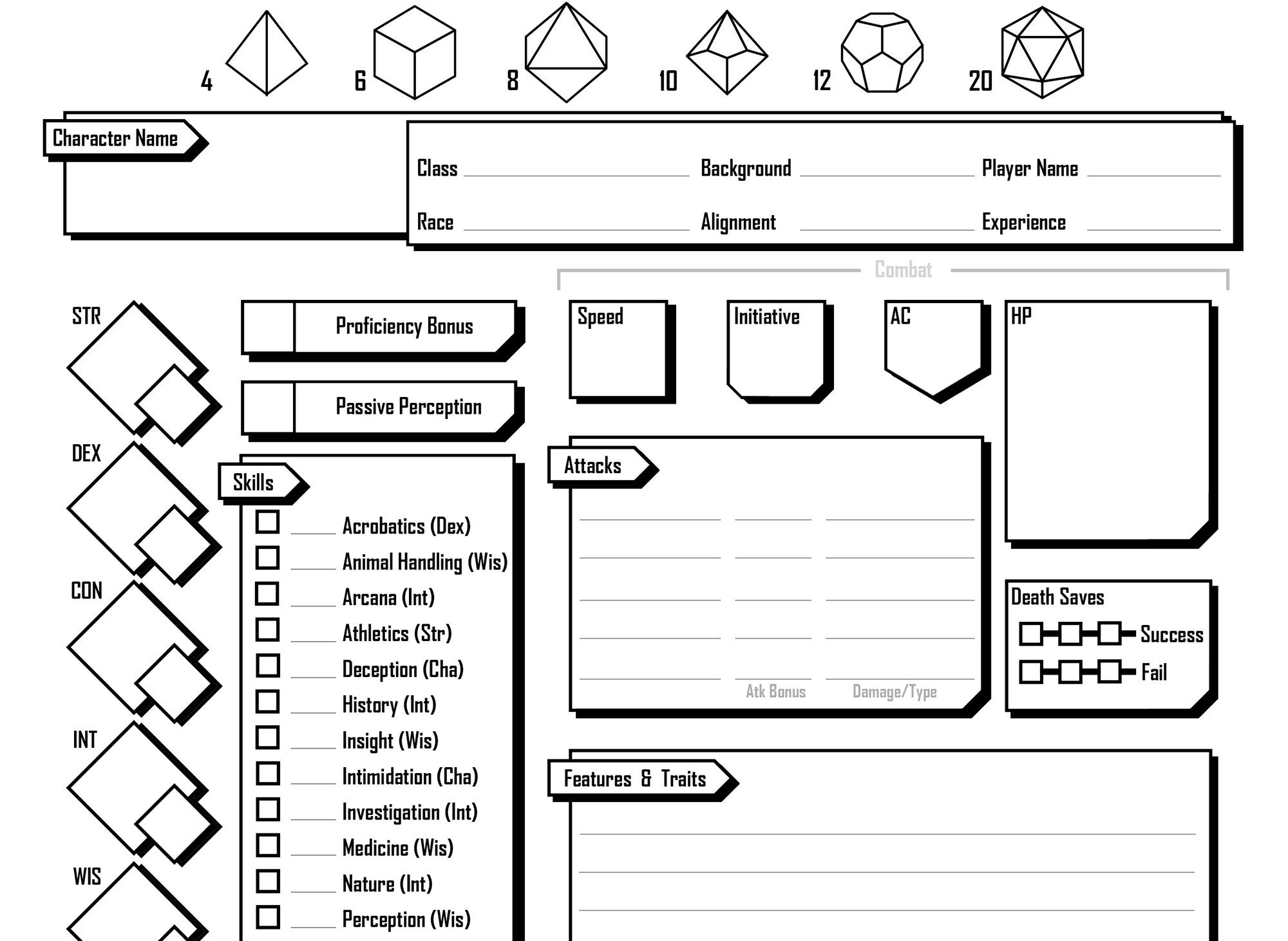 Dnd Character Sheet / New Player Friendly / PDF / Dungeons and Dragons ...