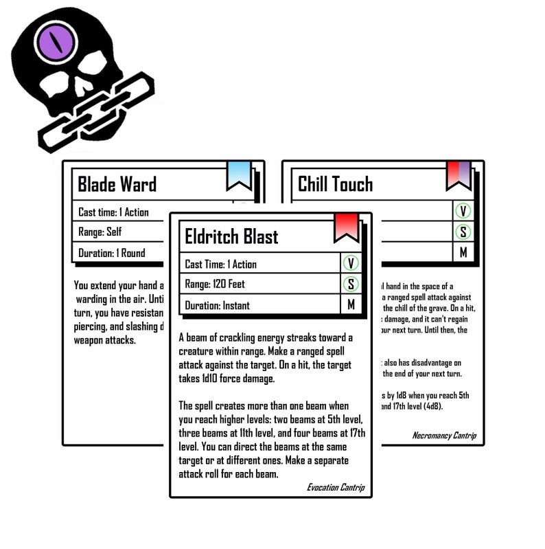 Dnd 5e Warlock Spell Cards Levels 0, 1 - Etsy UK