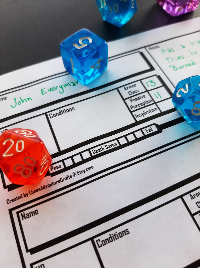 DnD 5e Party Tracker / Printable Etsy